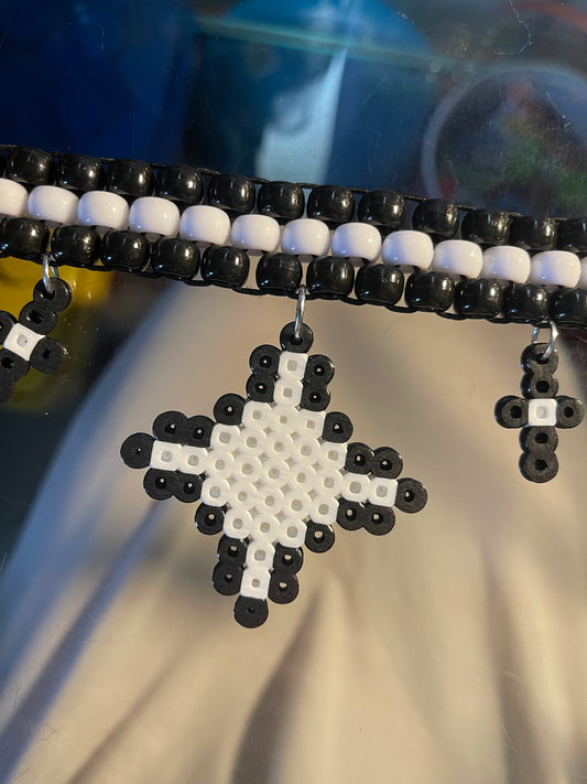 Choker - Black and White Star Perler Peyote Choker