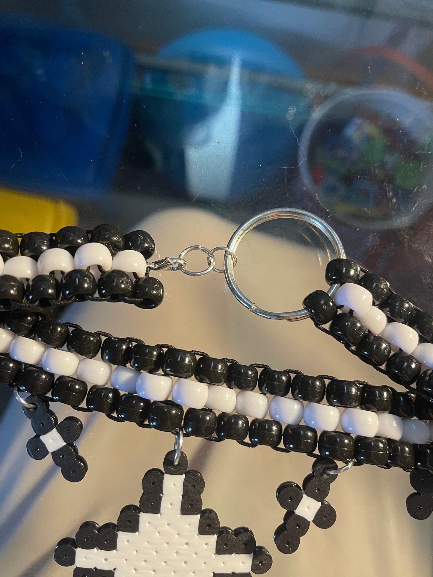 Choker - Black and White Star Perler Peyote Choker